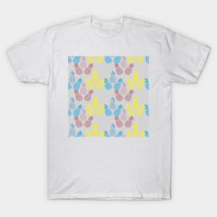 blue yellow and pink pineapple pattern T-Shirt